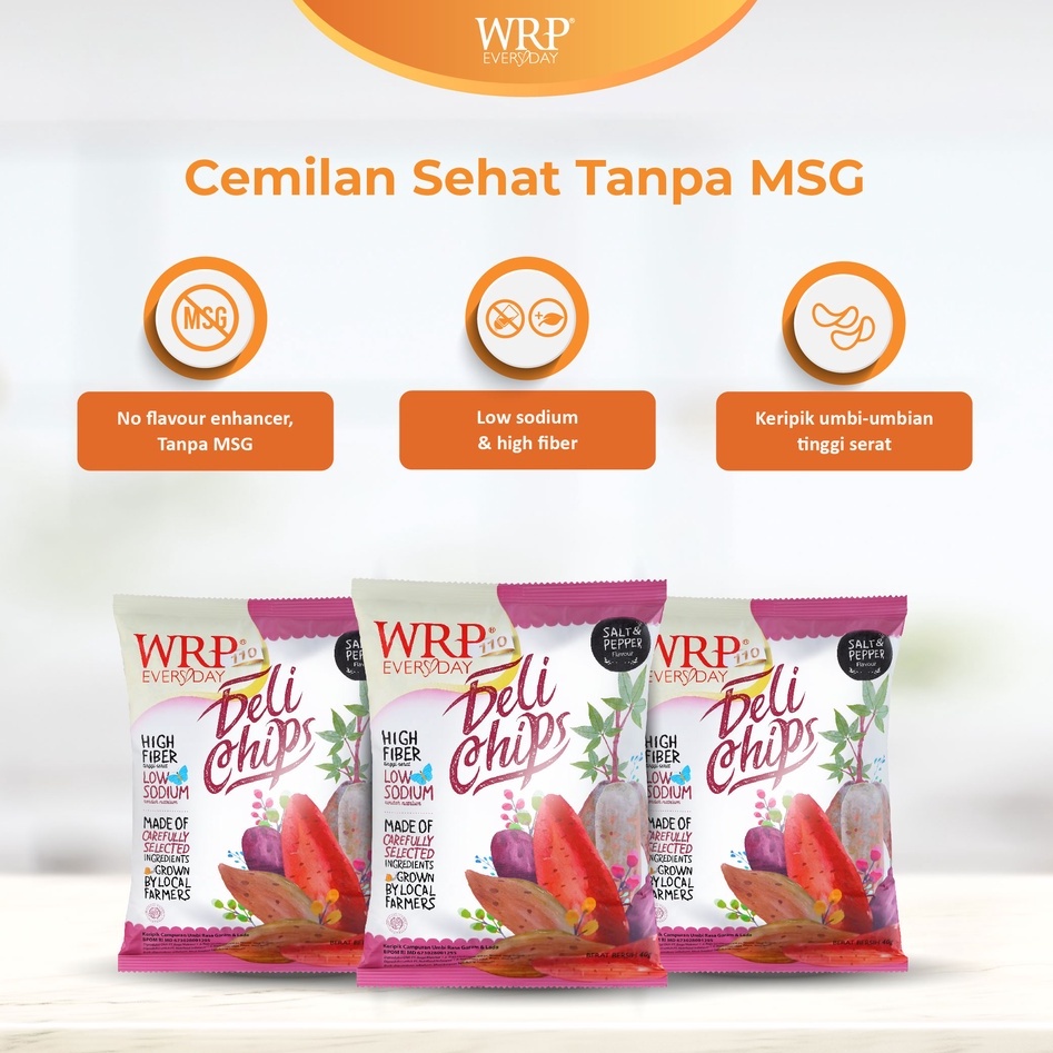 WRP Delichips 40g - Keripik Tinggi Serat - No Msg - Deli Chips - Cemilan Diet Sehat - Keripik Ubi