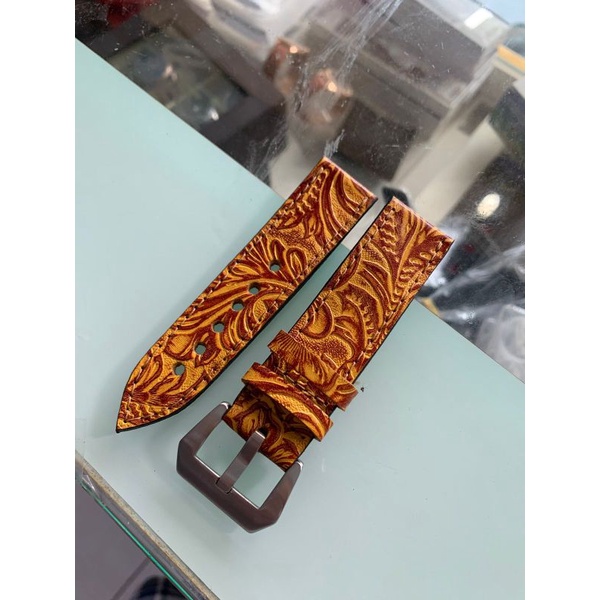 Strap Tali Jam Tangan Kulit Sapi Asli model Corak keren size 22 dan 24