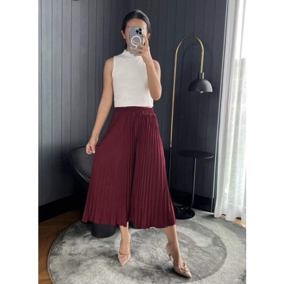KULOT plisket MIDI mayung / Kulot 7/8 / Celana Kulot midi / Kulot plisket tanggung / Pleats Pants (05)