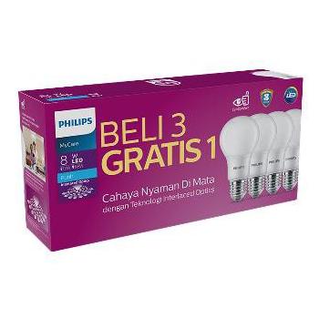 RSD.18Oc22ž– [ BELI 3 + 1] PHILIPS LED Bulb Paket / Lampu Bohlam LED Putih MULTIPACK 6 8 10 12 W WAT