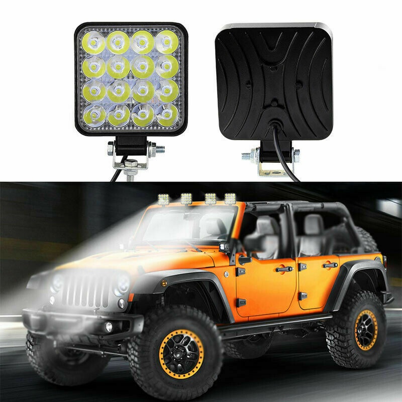 Universal Mobil Mini Persegi 16lampu 48w Lampu Kerja Off-road Retrofit Light Bar Lampu Sorot Off-road Driving Fog Lamp Untuk Truk 12-24V