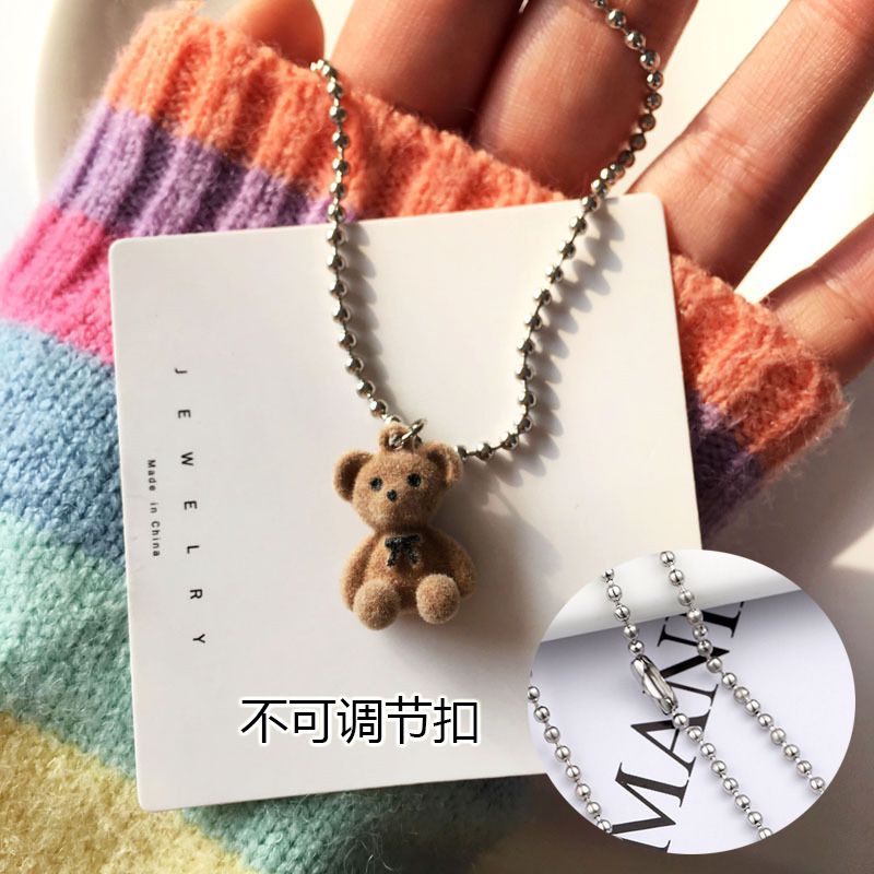 Kalung Korea Liontin Coklat Teddy Bear Fashion Wanita