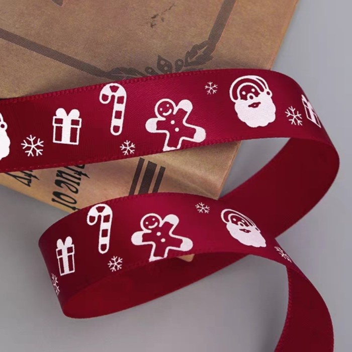 

(Harga 15Meter) Pita Natal Christmas Pita merry christmas lebar 1cm - Maroon