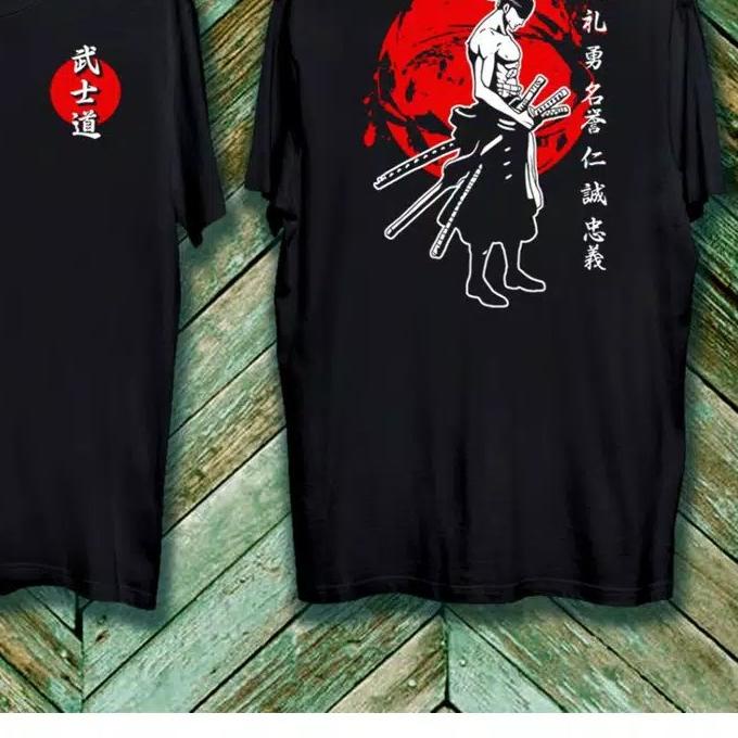 KAOS DISTRO PRIA SAMURAI WUSHIDAO PEDANG HITAM JEPANG ZORO