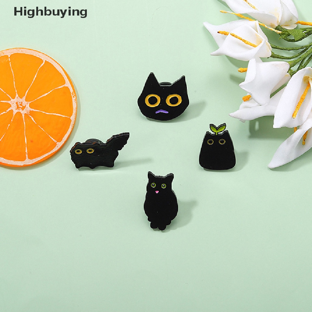 Bros Pin Enamel Desain Kartun Hewan Kucing Hitam Bahan Logam Gaya Punk Untuk Aksesoris Ransel Glory