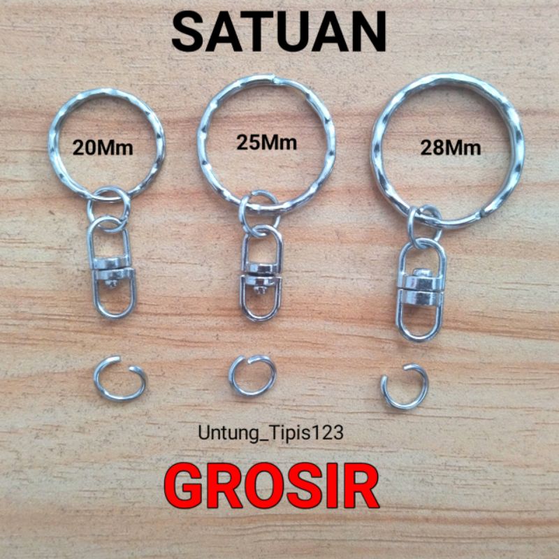 Ring Ganci Join putar Model Gerigi Tebal Ring gantungan kunci bahan nikel silver