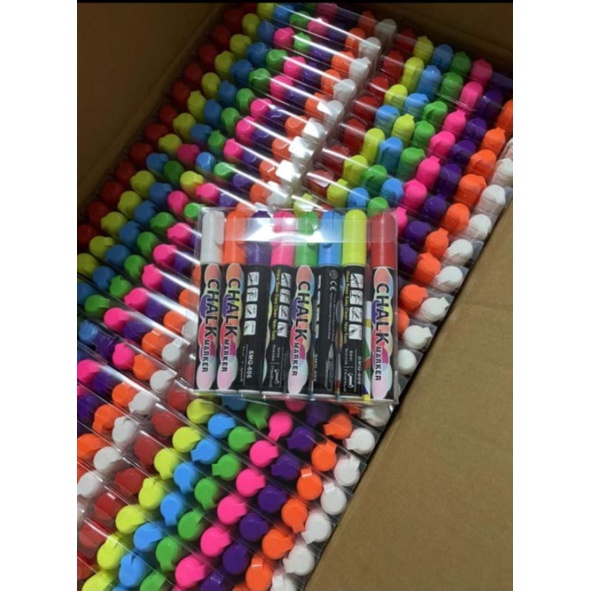 

Fluorecent chalk marker 8 warna kapur cair set liquid chalk merek magi kapur cair liquid chalk mtq