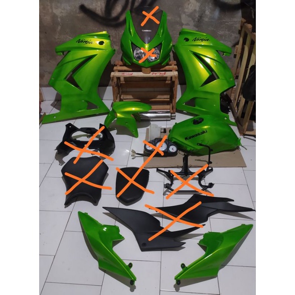 fairing ninja 250R karbu hijau metalik full body halus