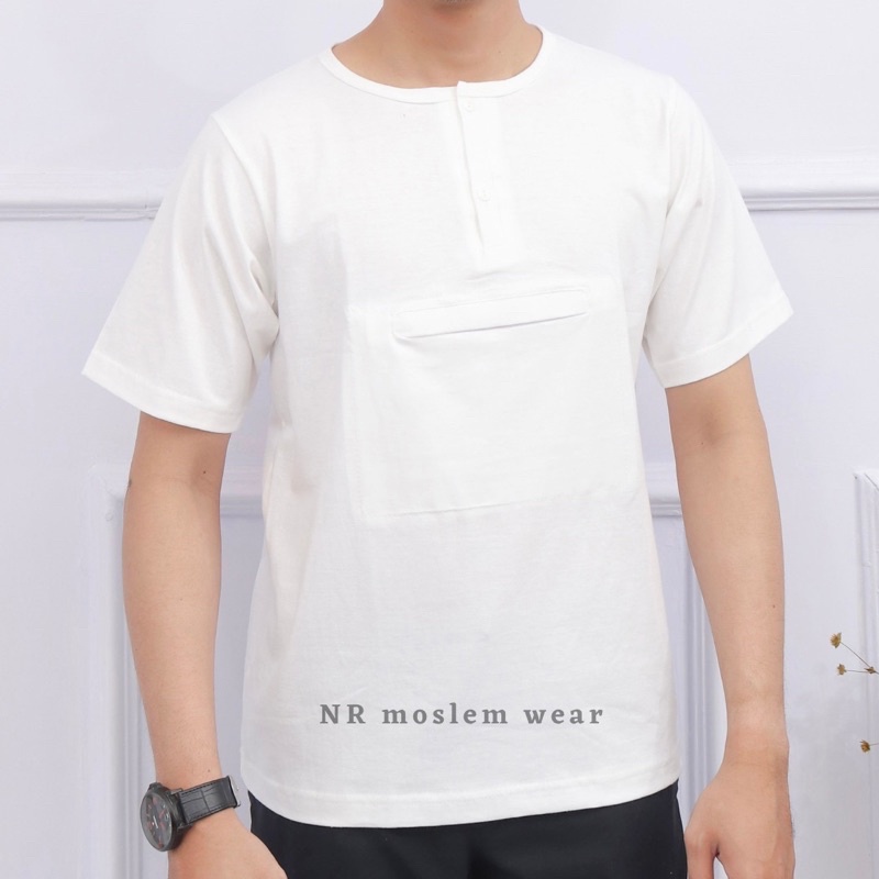 KAOS HAJI UMROH / KAOS PUTIH BERKANCING / PERLENGKAPAN HAJI UMROH - OBLONG KANCING kode OBK