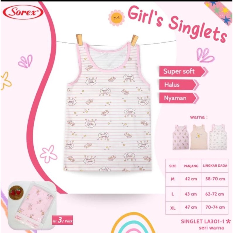 Singlet motif anak perempuan 4 - 10 tahun Sorex LA 301