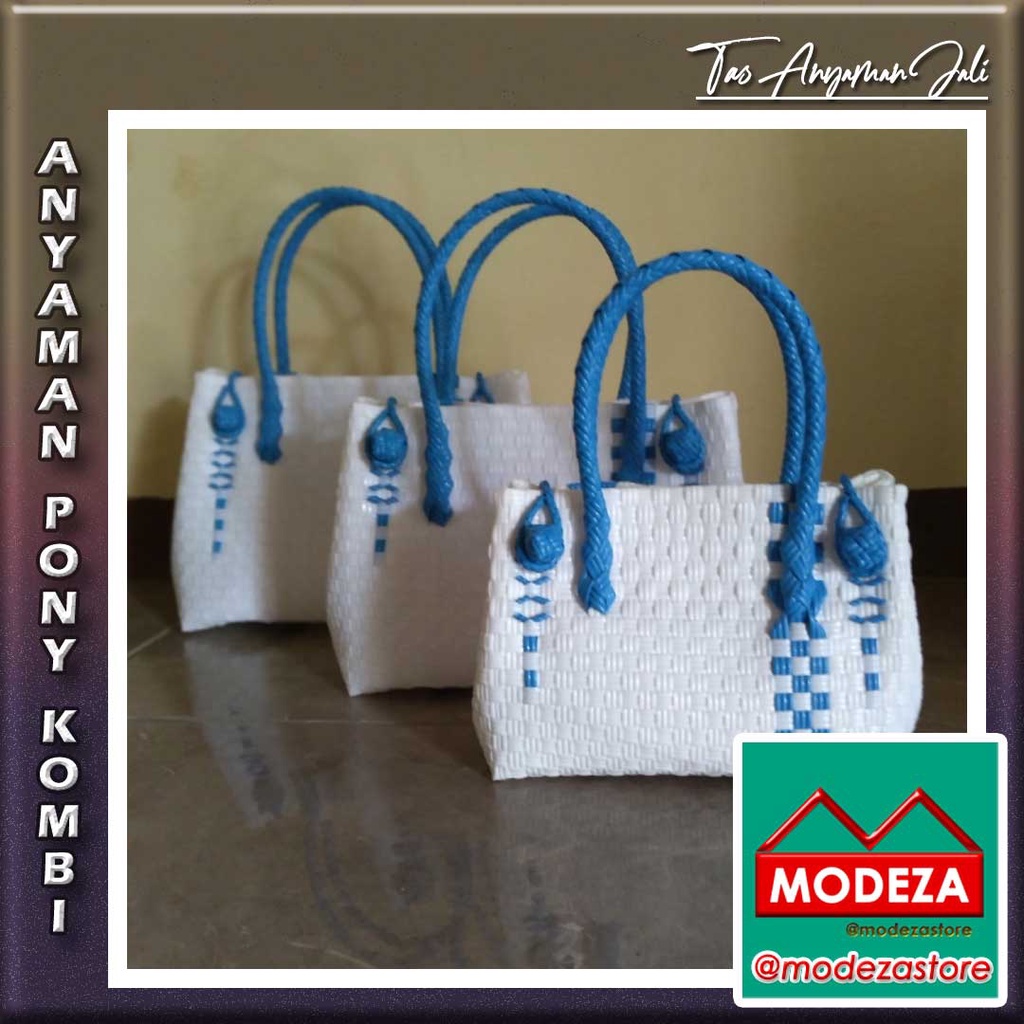 Mode TAS JALI J Series PUTIH dengan warna handle BIRU MUDA Top Handle Bag Kancing 2