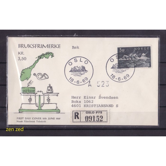 

A099 Prangko FDC SHP Norwegia 1969 The group of islands of Træna 1 Pcs