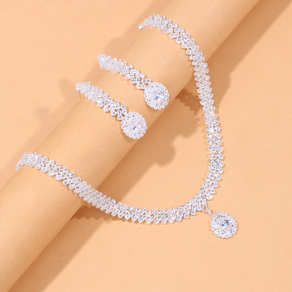 Set Perhiasan Kalung Dan Anting Gaya Korea Untuk Pernikahan
