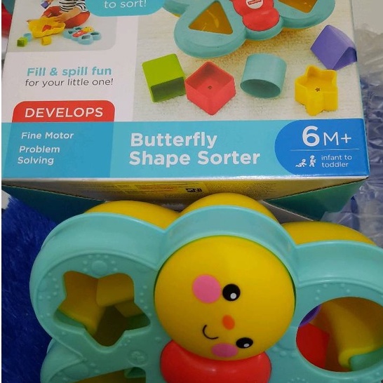 Mainan Puzzle Bentuk Geometri BUTTERFLY SHAPE SORTER - Mainan Edukasi Anak Kupu Kupu Bintang Segitiga Bulat Kotak