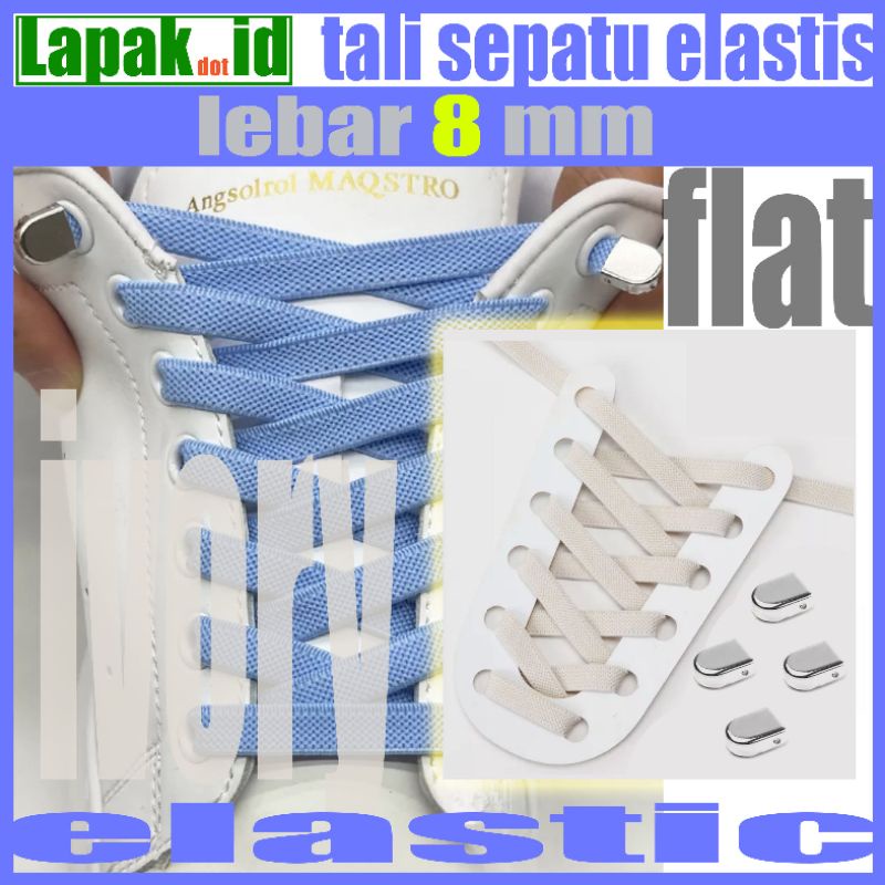 tali sepatu elastis flat lebar dengan metal lock