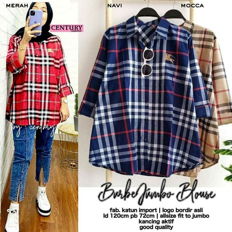 Burbe Jumbo Blouse, BLOUSE JUMBO WANITA CANTIK MODIS FIT XXXL LD 122 BAHAN KATUN IMPORT MIX BORDIR TERMURAH OVERSIZE