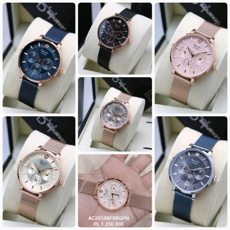 JAM TANGAN WANITA ALEXANDRE CHRISTIE AC 2959 / AC2959 SAND ROPE ORIGINAL FULLSET