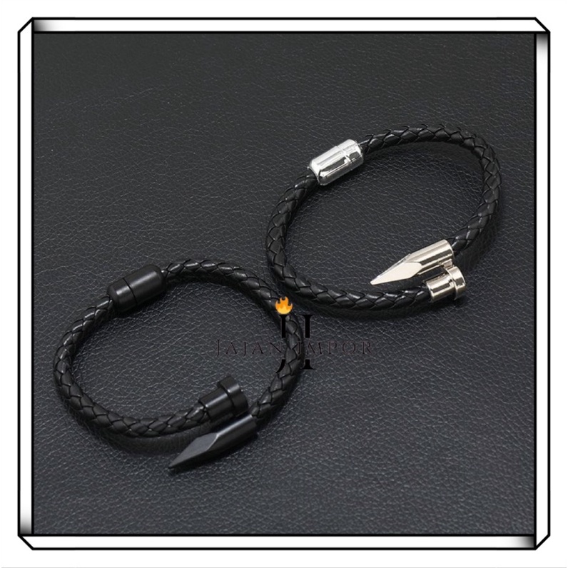 Gelang Kulit / Gelang Cowok / Gelang Pria / Gelang Lucan / Gelang Premium / Gelang Pria Premium Stainless Steel / Genuine Leather Gelang Kulit Asli Silver / Black / Pria Wanita