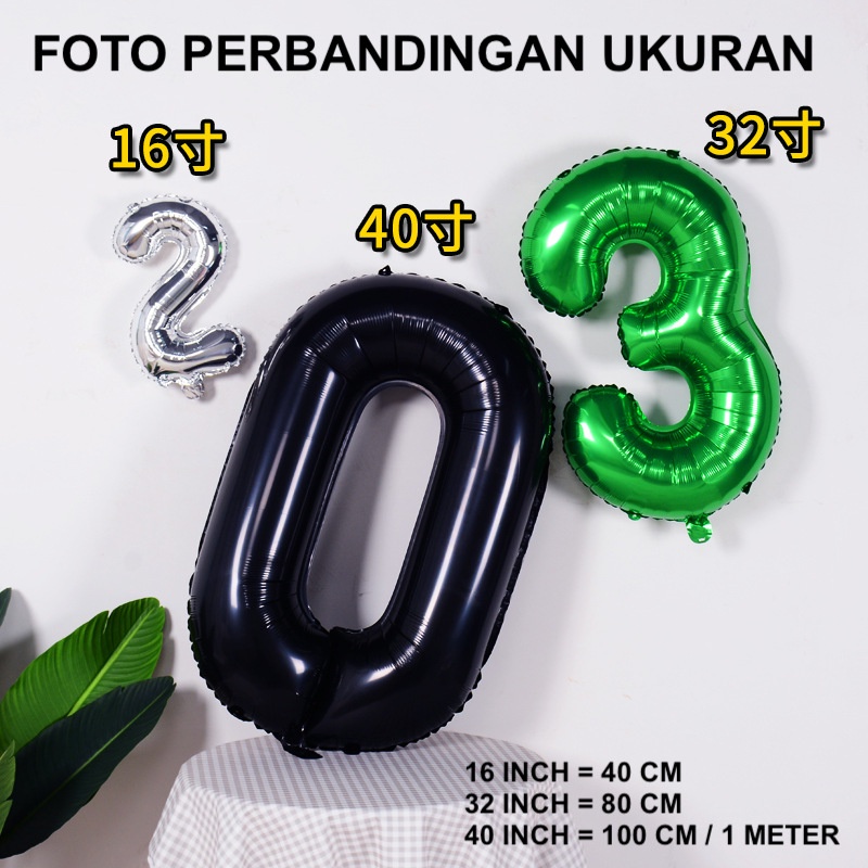 IMPOR BALLOON BALON ANGKA FOIL TEBAL UKURAN BESAR 1 METER 40 INCH