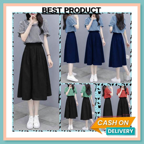 Rok Wanita Korea Murah Natal Span Remaja Spandek Keren Kekinian Skirt Cewek Cod Dewasa Kerja Setelan