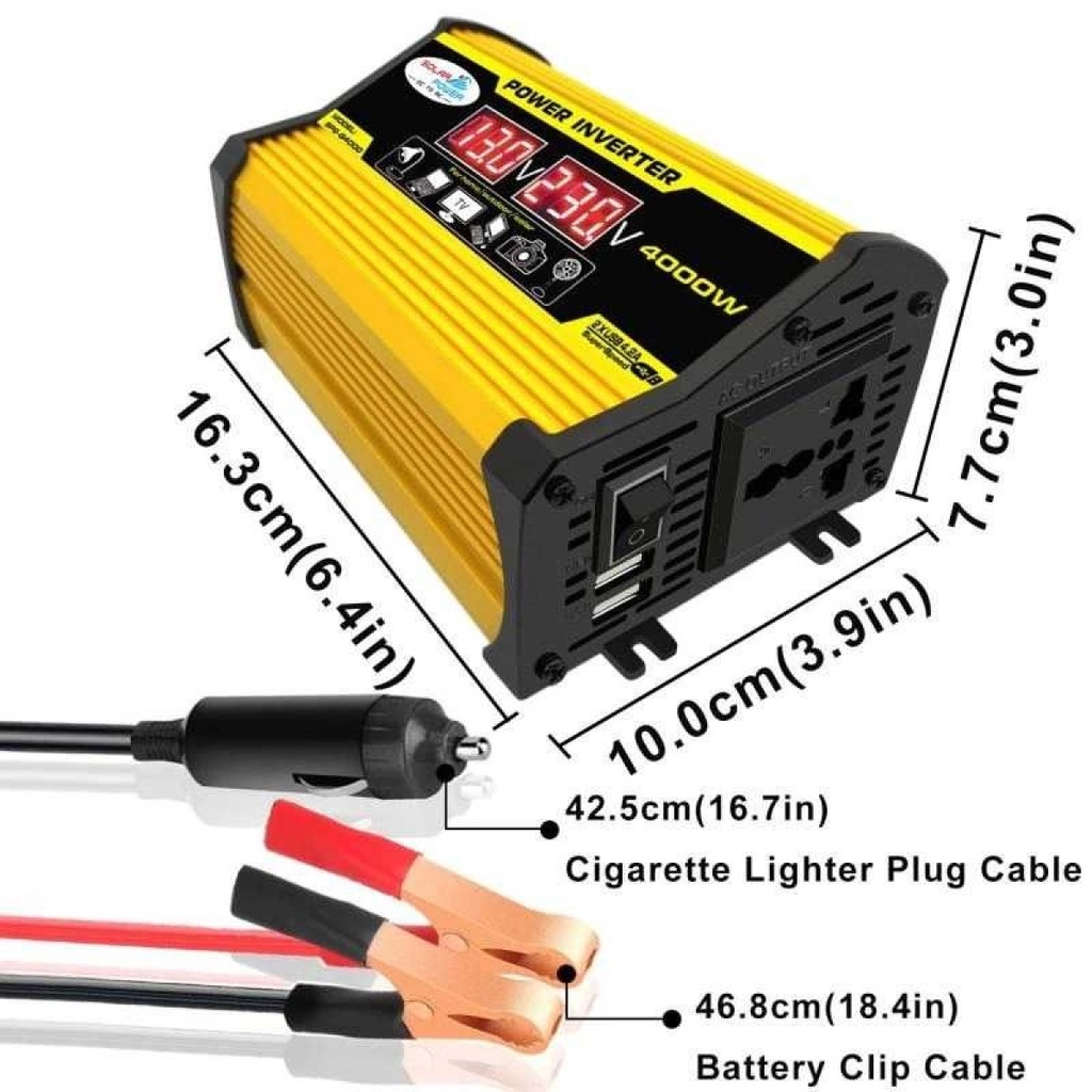 Power Inverter Mobil Portable Pengubah Arus DC 12V to AC 220V 4000W