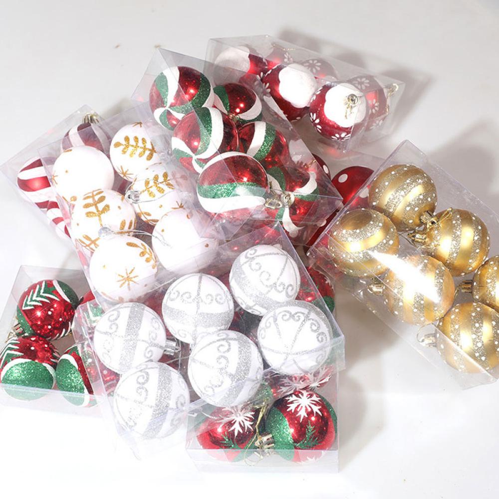 Timekey 6Pcs Ornamen Gantung Bola Glitter 6cm Untuk Dekorasi Pohon Nataltahun Baru H8K6