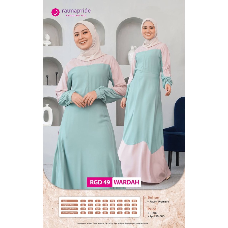 GAMIS RAUNA RGD 49 - wardah - coklat - abu / Dress / Maxy / Fashion muslim