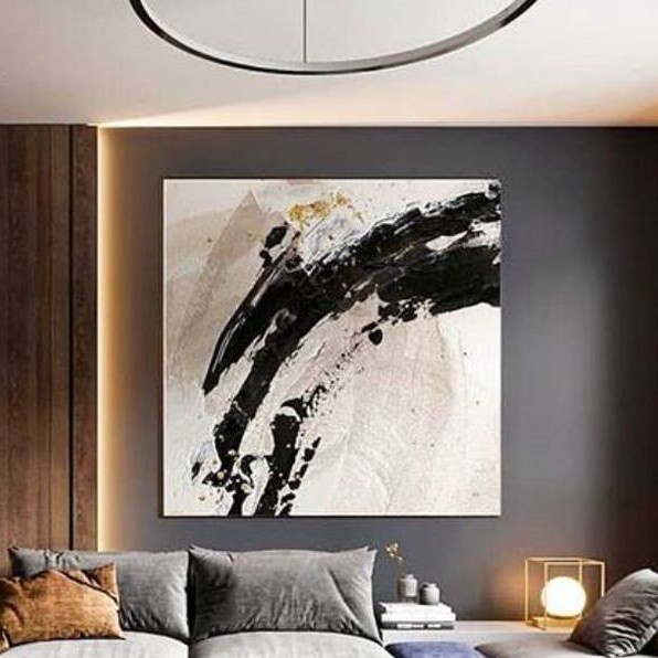 lukisan abstrak hitam putih