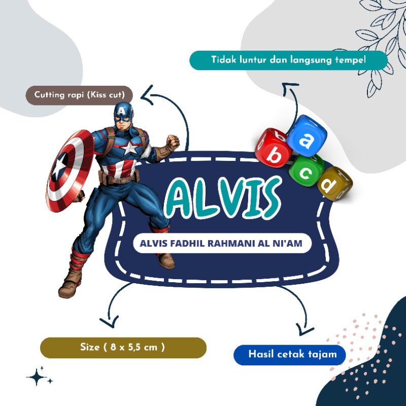 

LABEL BUKU NAMA ANAK CUSTOM | CAPTAIN AMERICA