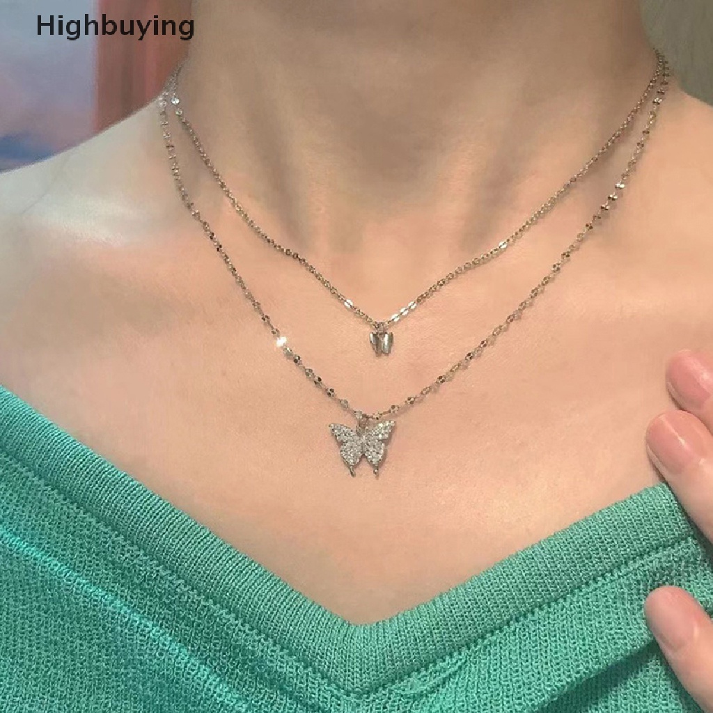 Kalung Rantai Wanita Model Lapis Ganda Bentuk Kupu-Kupu Untuk Hadiah Pernikahan Glory