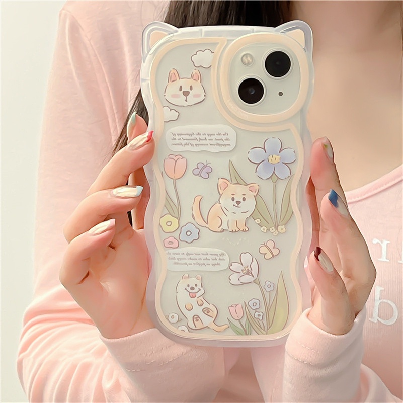 Soft Case Silikon Motif Kucing / Bunga Untuk iPhone 14 13 12 11 Pro Max X Xr Xs Max 8 7 6 6s Plus