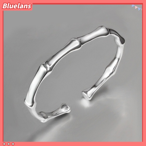 Gelang Model Terbuka Lapis Silver Desain Bambu Untuk Wanita