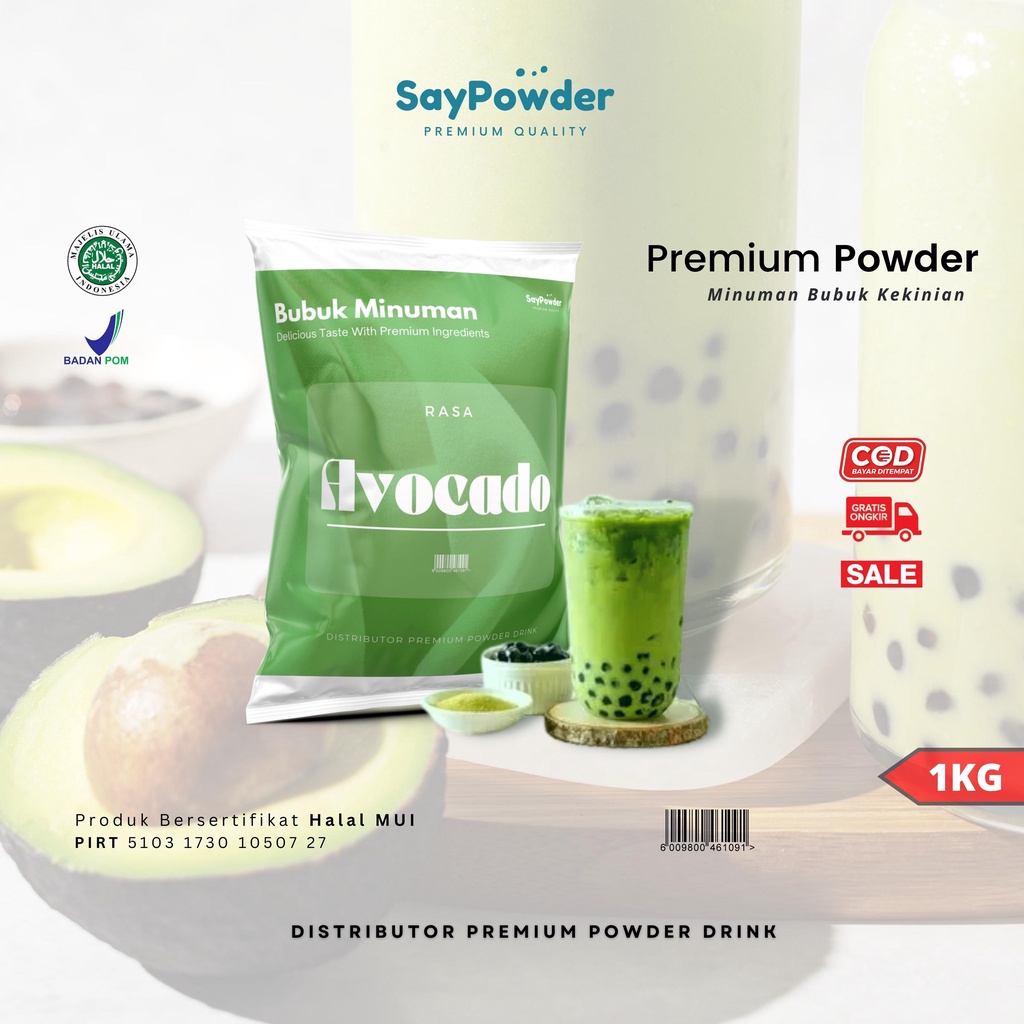 SERBUK MINUMAN BUBUK KEKINIAN RASA AVOCADO PREMIUM 1KG BUBUK MINUMAN RASA AVOCADO MIX SUGAR BUBUK MINUMAN KEKINIAN POWDER MINUMAN BUBUK PREMIUM