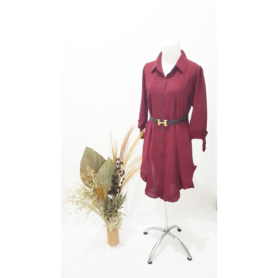 Tunik Crinkle Polos / Tunik Rempel / Tunik Kancing / Crinkle Premium / Tunik Terbaru + free Belt