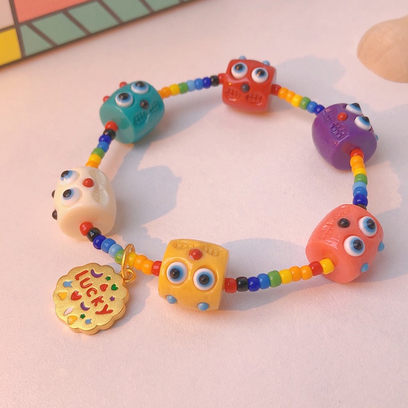 Gelang Tangan Manik-Manik Motif Kartun Strawberry / Monster Kecil Untuk Wanita