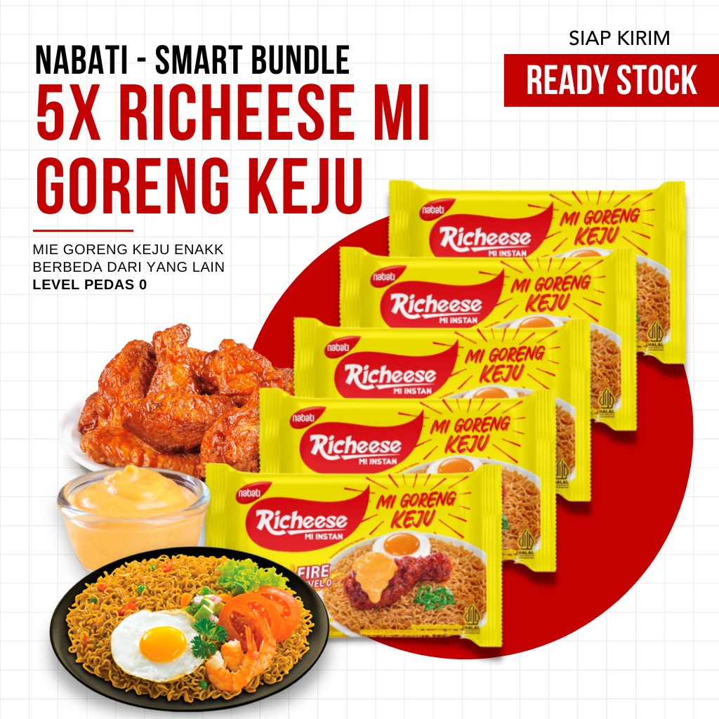 Richeese Mie Goreng Keju Level 0 74g - Bundle 5