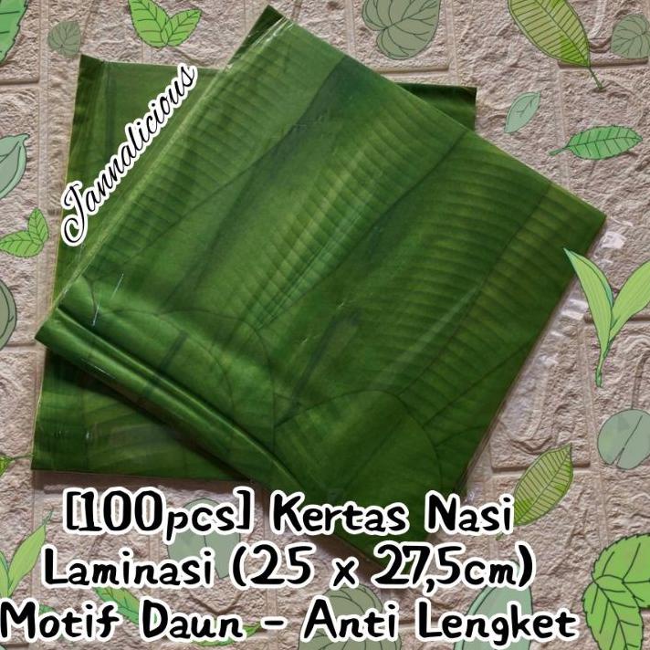 

✤Laris 8CZPA Kertas Nasi Laminasi Anti Lengket ~ Motif Daun Pisang & Bakery Label Uk. 25x27,5cm 50 ➳Terlaris