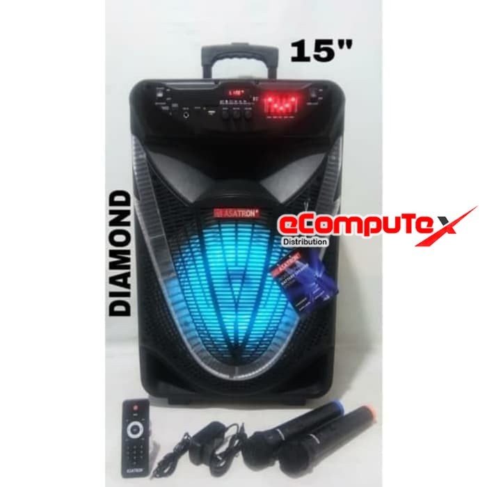 SPEAKER BLUETOOTH PORTABLE ASATRON DIAMOND 8873 KARAOKE 15 INCH KOPER GARANSI RESMI