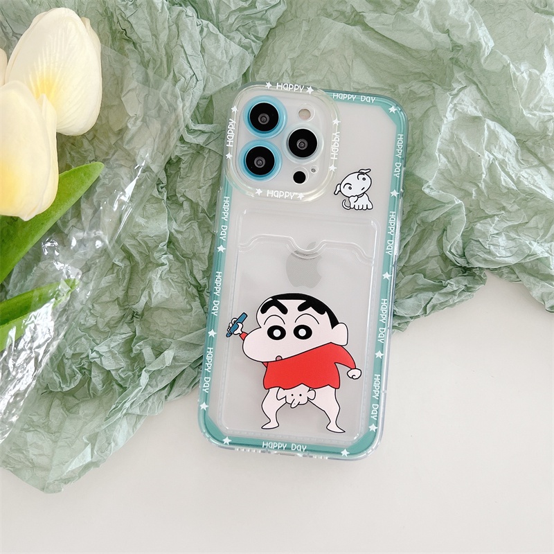 Caute Soft Case TPU Motif Crayon Shin-chan Untuk IPhone 14 13 11 Pro Max 8 7 Plus X XS XR