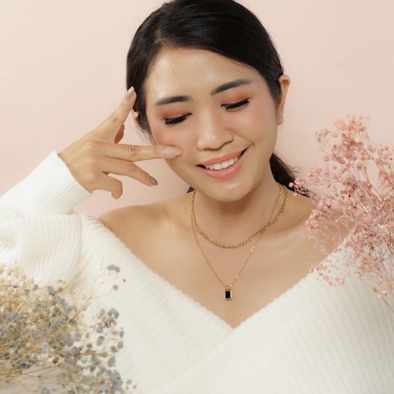 Willey Necklace | Kalung Rantai Double Layer Liontin Kalung Titanium Chain Necklace Gold