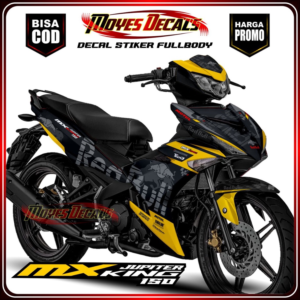 Decal Sticker New MX King 150 Motif Redbul Hitam Deep Yellow