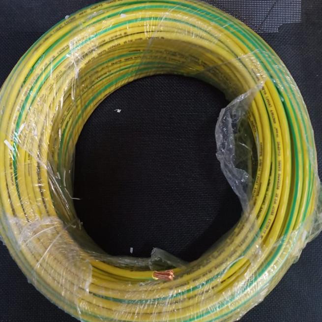 Kabel nyaf 10 mm serabut tunggal tebal grounding kuning/hijau permeter