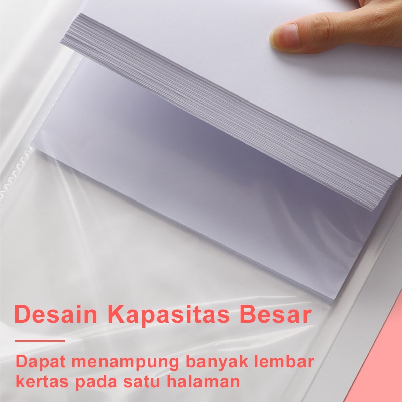 Deli Clear Holder A4 Map Dokumen File Map Folio Plastik 60 Lembar Lucu Doodle Organizer Display Book