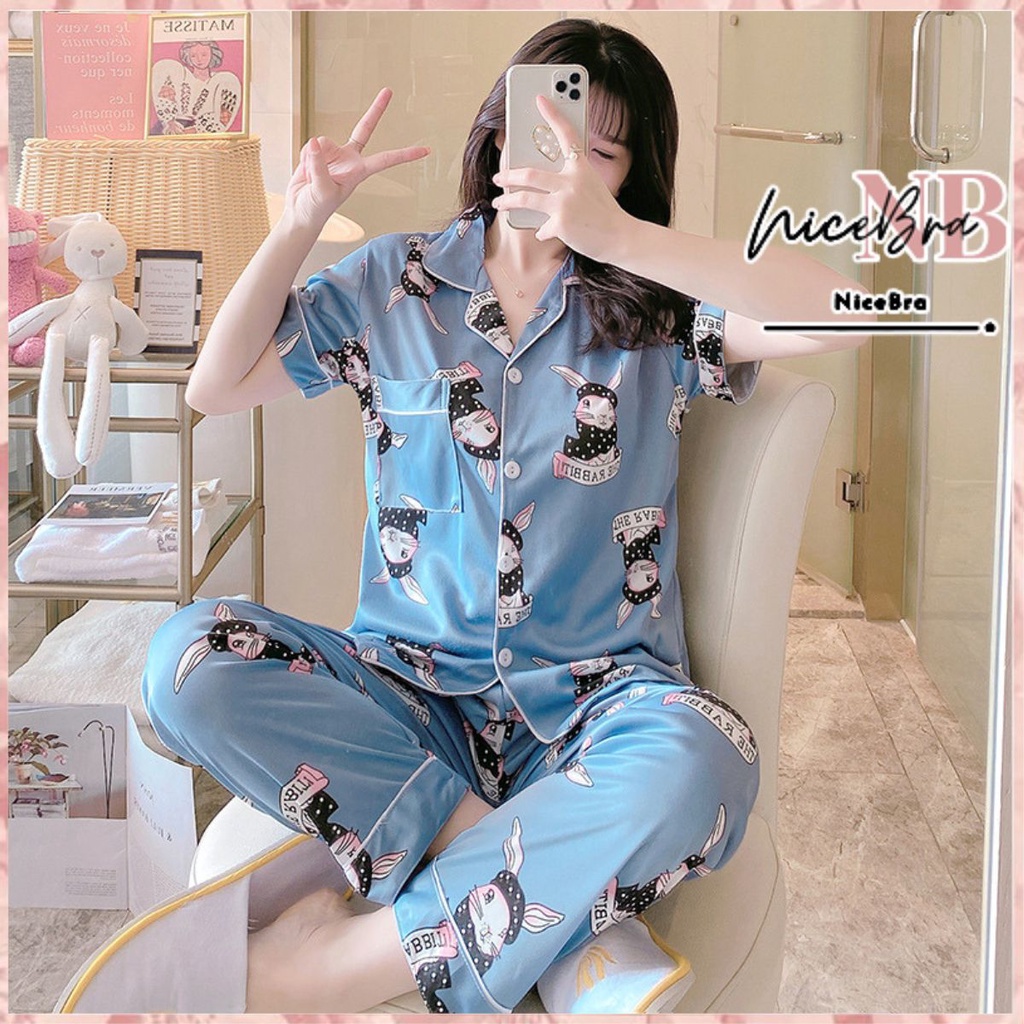 Nicebra Baju Tidur Wanita Import Setelan Piyama Motif Kartun Lucu Lembut Fit to XXL 4074