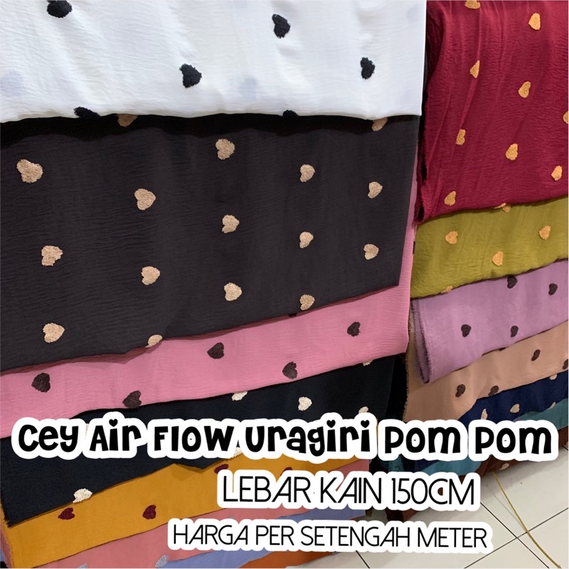 Kain Uragiri Two Tone Pom Pom / Cey Air Flow Uragiri PomPom Love Besar