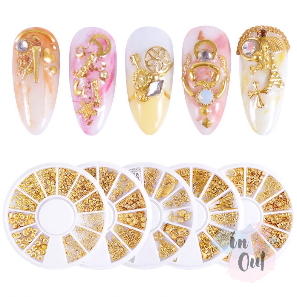 Nail Accesories Hiasan Kuku Gold Metal SIlver Rose Gold Nail Charm / Aksesoris kuku Nail Whell Nail Charm / hiasan dekorasi kuku / Nail Art Manicure Pedicure Wheel Colourful DIY KU042