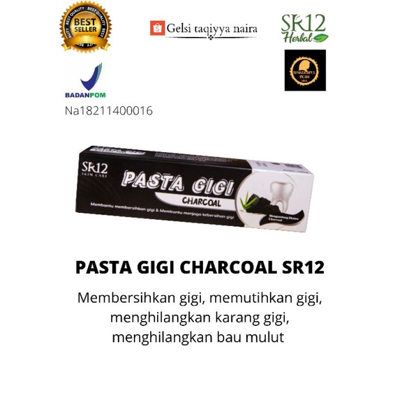 PASTA GIGI SR12 ORIGINAL CHARCOAL PASTA GIGI SIWAK ORIGINAL SR12 Odol SR12  Pemutih gigi herbal Pemb