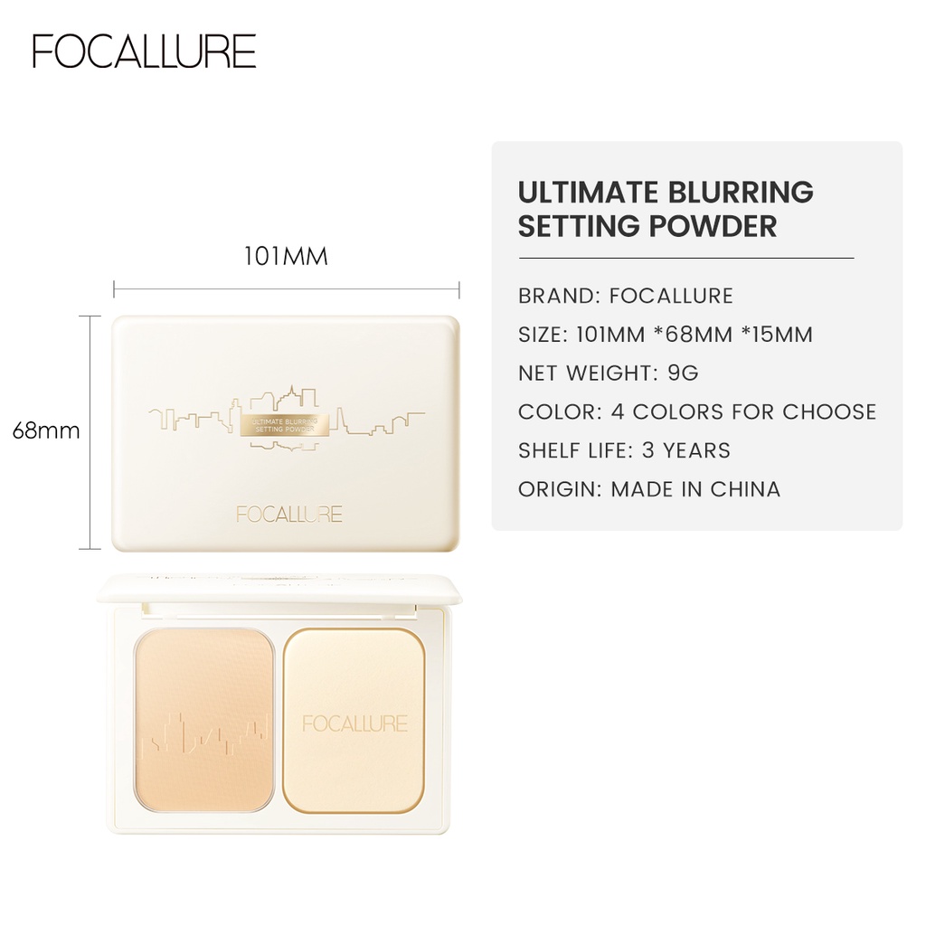 FOCALLURE Oil Control Matte Compact Powder High Coverage Dry &amp; Wet Two Use Waterproof Pressed Powder #ModernUrban