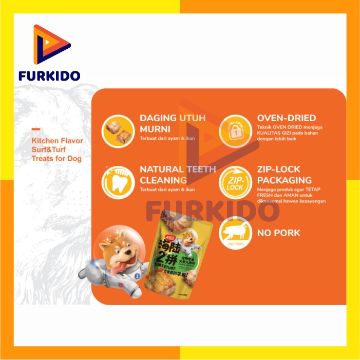 Kitchen Flavor Surf &amp; Turf 80 Gr / Snack Anjing Kucing