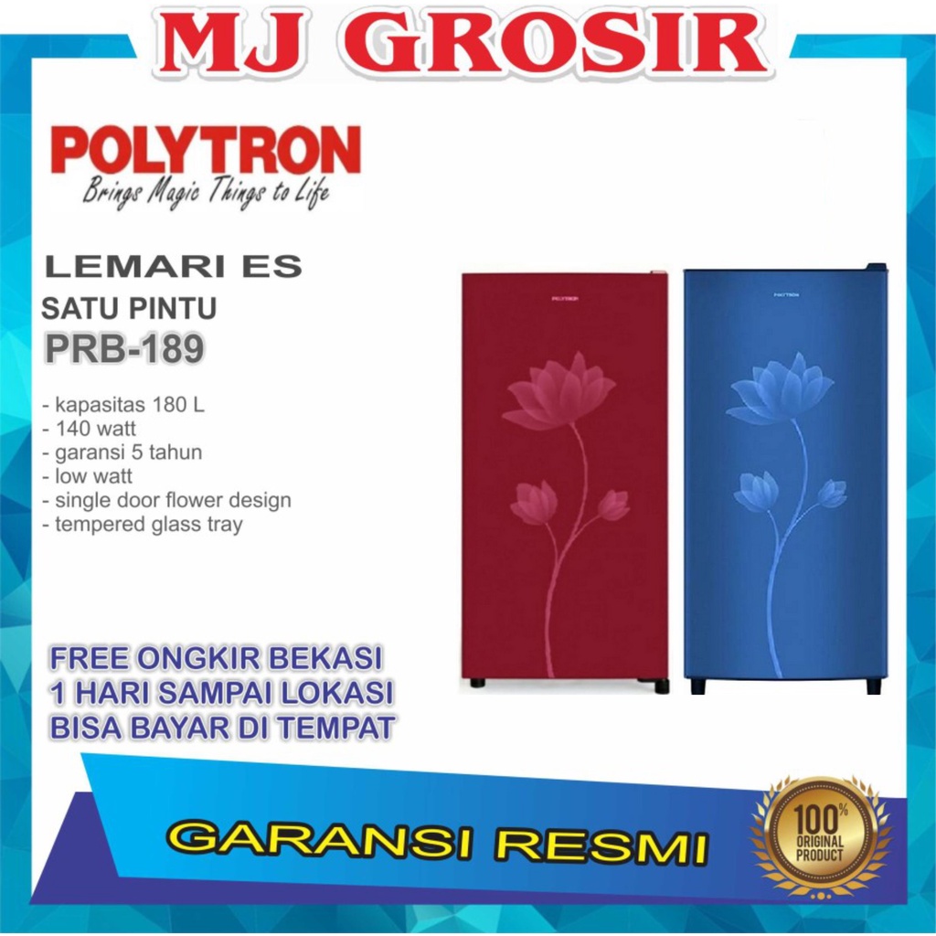 KULKAS POLYTRON PRB 189 LEMARI ES 1 PINTU PRB189 NEW